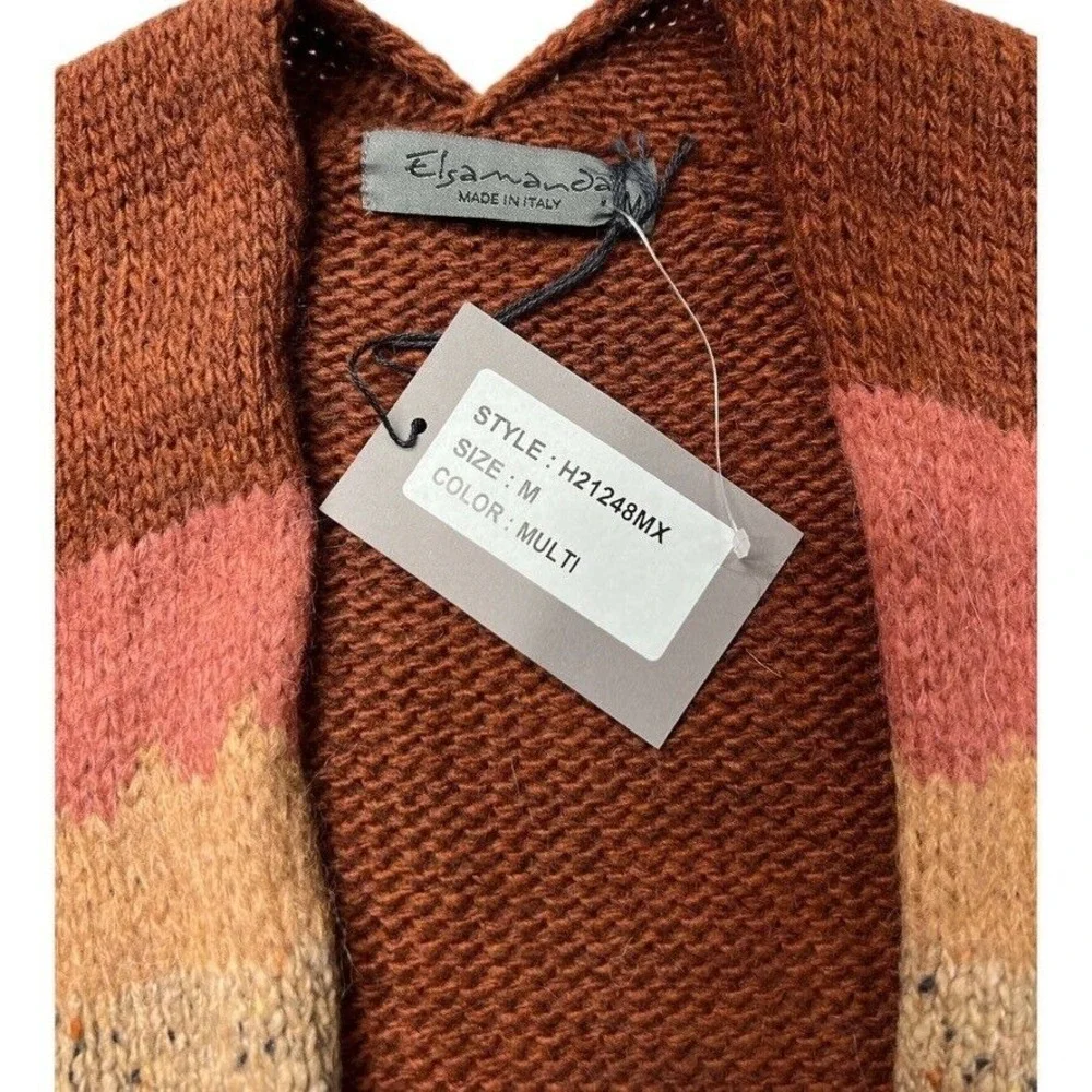 Boho Aztec Cardigan Womens M NWT Made in Italy Earth Tone Cozy‎ Fall Sweater